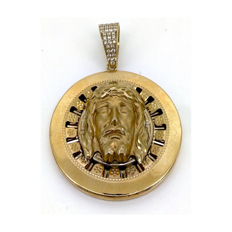 Medalla cristo circular de oro 18k